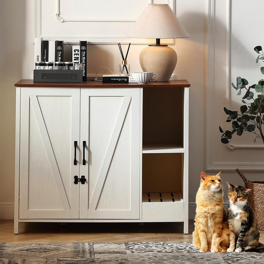 Kattenbakkast – Kattenbakmeubel – Kattenbakverstopper – Kattenbakkast – Kattenbakkastje – Grote Afmeting 105x68x89 cm – Verstelbare Opbergrek & Kattenbakverzamelaar – Wit