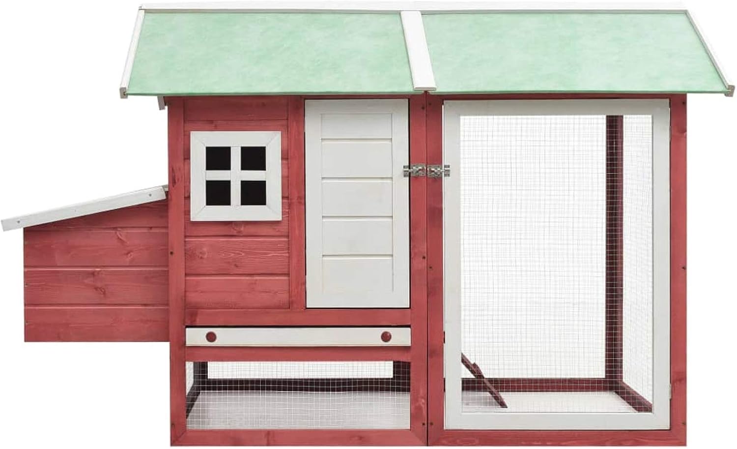 Tidyard Chicken Cage with Non-Slip Walking Board for Easy Access to Upper Floor, Weatherproof, Chicken Aviary Chicken Coop, Duck Cabinet, Red, 170 x 81 x 110 cm, Solid Wood - QUORE