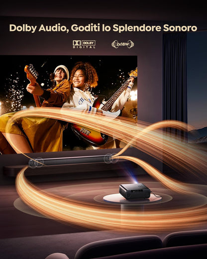WiMiUS Beamer [Netflix Officieel/Dolby/Autofocus] Smart Projector 4K ondersteuning, WiFi Bluetooth videoprojector Full HD 1080P native draagbaar met Auto Keystone / Zoom 50% / HDMI ARC / CEC voor