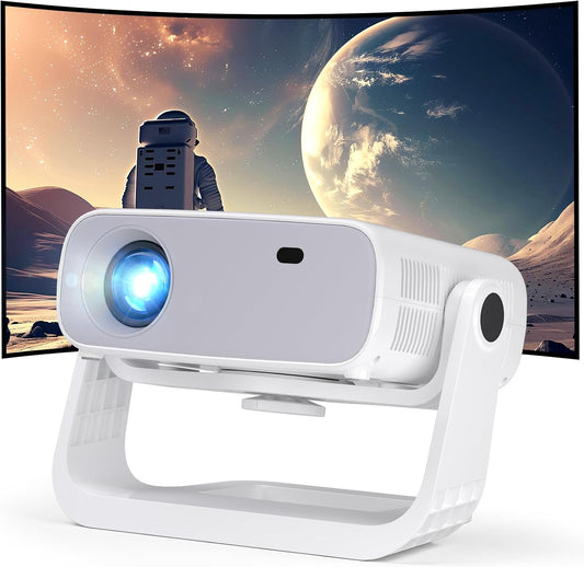 Beamer 2026 met geïntegreerde app – draagbare projector full hd 1080p 650ANSI, retroprojector ondersteunt 4K WiFi Bluetooth, trapeziumcorrectie auto en 4P, compatibel met iOS Android HDMI