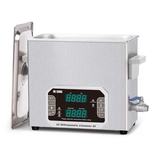DK SONIC Ultrasoon Reiniger 6L, 180W Zwaar-Duty Sonic Cleaner Met Timer, Verwarming & Aanraakbediening, Multi-Toepassing voor Motorfiets Engines, Carburateurs, Kettingen (Inclusief Mand)