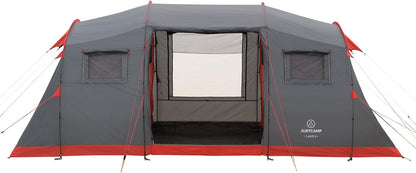 Justcamp Lake 4 Tunneltent, gezinstent, 4 personen - grijs, grote opbergruimte, festival, kampeervakantie