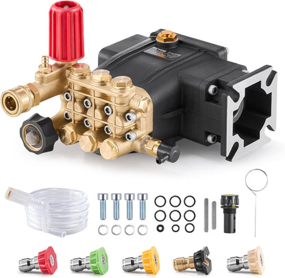 Hogedrukreinigerpomp – Vervangende Pomp, Hogedrukpomp, Waterpomp, Triplex Plunjerpomp Voor Horizontale Motor – Tot 3300 PSI – 2,5 GPM
