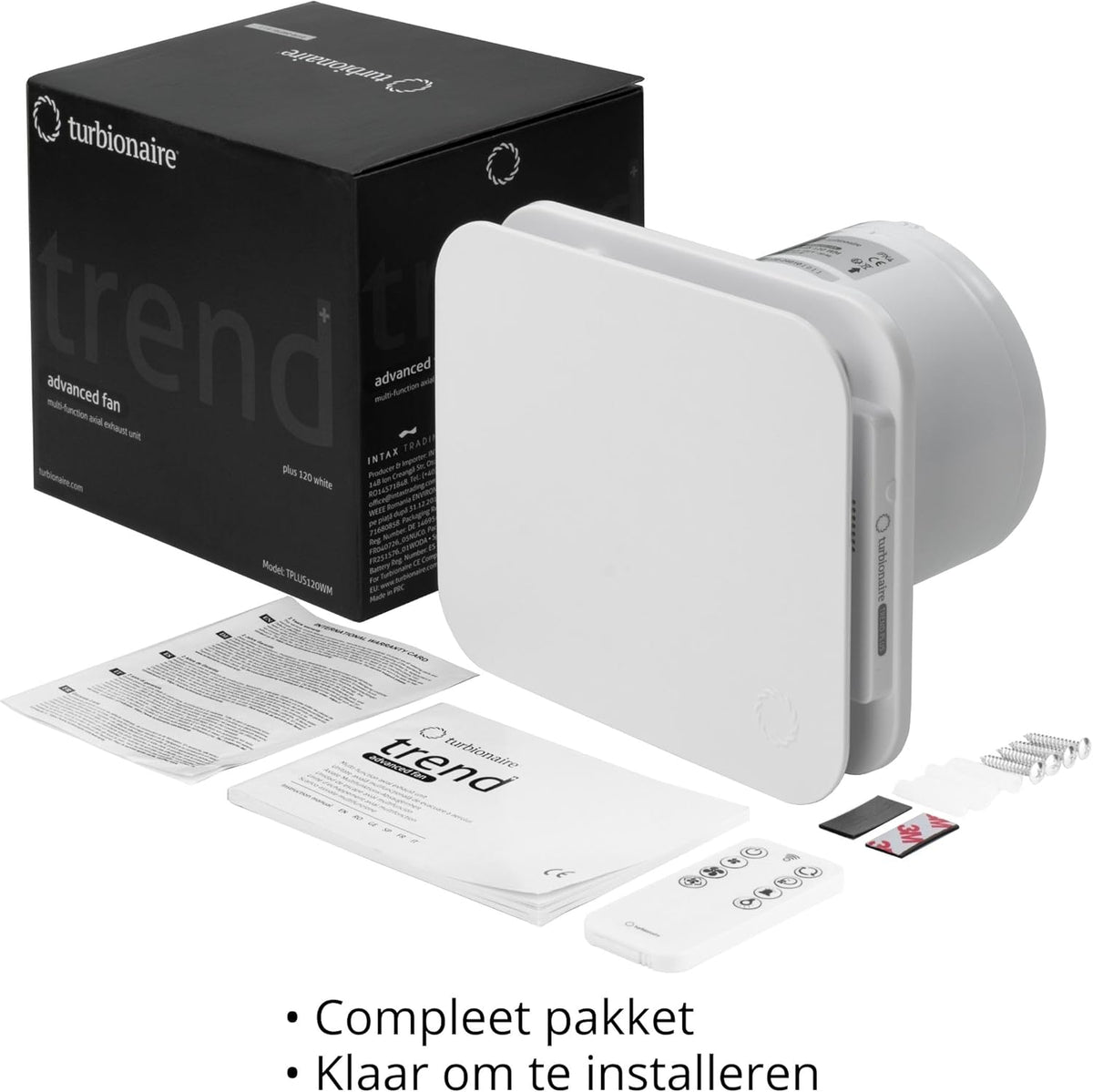 Turbionaire Trend Plus 120 mm Ventilator/Badkamerafzuiger – Afstandsbediening, 7 Snelheden + Boost, Timer, 25 dB, 5,5 W, Multifunctioneel, Anti-Vocht & Schimmel, 3 Jaar Garantie