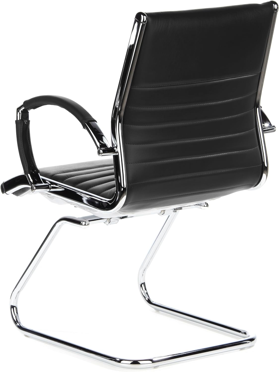 hjh OFFICE Parma V 660505 bezoekersstoel, leer, zwart/chroom, cantilever conferentiestoel met armleuningen