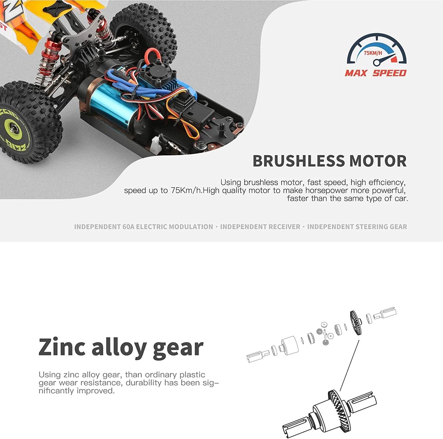 Op Afstand Bestuurbare Auto – RC Auto – Terreinwagen – Off Road Crawler – 4WD – 1:14 – 75 Km/U – Borstelloze Motor
