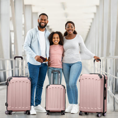 TRVLMORE Kofferset - 3 Delig - 38L Handbagage + 110L Ruimbagage - Lichtgewicht - Trolley - Reiskoffer Set - Roségoud