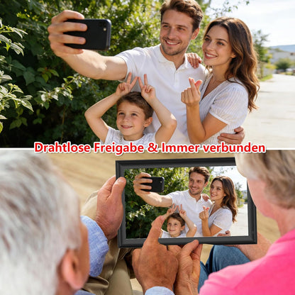 Frameo Digitale fotolijst, 32 GB, 32 GB, wifi, 32 GB, touchscreen, auto-rotatie, wandmontage, foto's/video's direct delen via FRAMEO app