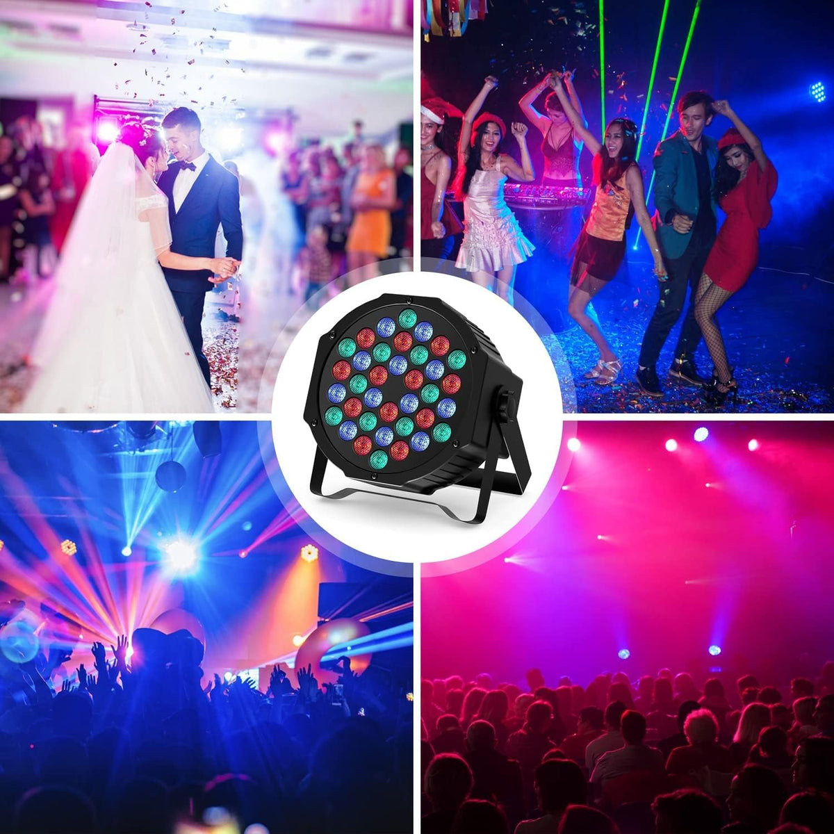 HOLDLAMP 8 stuks 36 LED par spotlight podiumlicht, RGB LED par spotlight feestverlichting met afstandsbediening DMX512 discolicht voor bar DJ show disco verjaardag Halloween Kerstmis