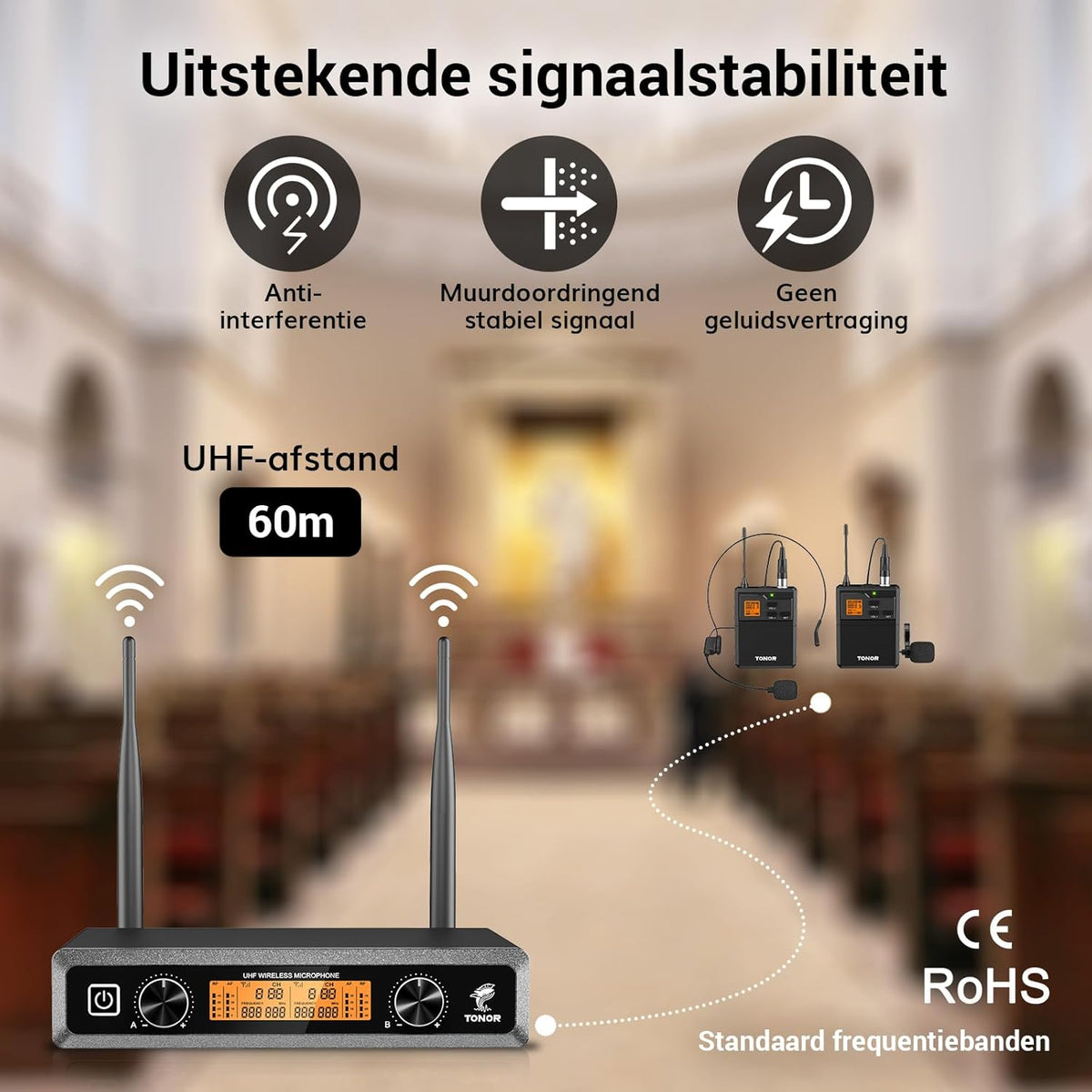 Draadloos microfoonsysteem – UHF Microfoonset – Karaoke Microfoonset – Headset En Lavalier Microfoons – Bodypack Zender En Ontvanger – 5 Frequenties Per Microfoon – Bereik Tot 60 Meter