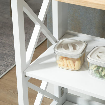 HOMCOM Kitchen trolley, serving trolley, serving trolley with shelf, 4 wheels, modern MDF, rubberwood, white, 60 x 40 x 84 cm - QUORE
