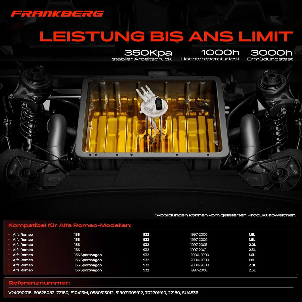 Frankberg Brandstofpomp transportunit compatibel met 156/156 Sportwagon 932 1,6 L-2,5 l benzine 1997-2001 60628082