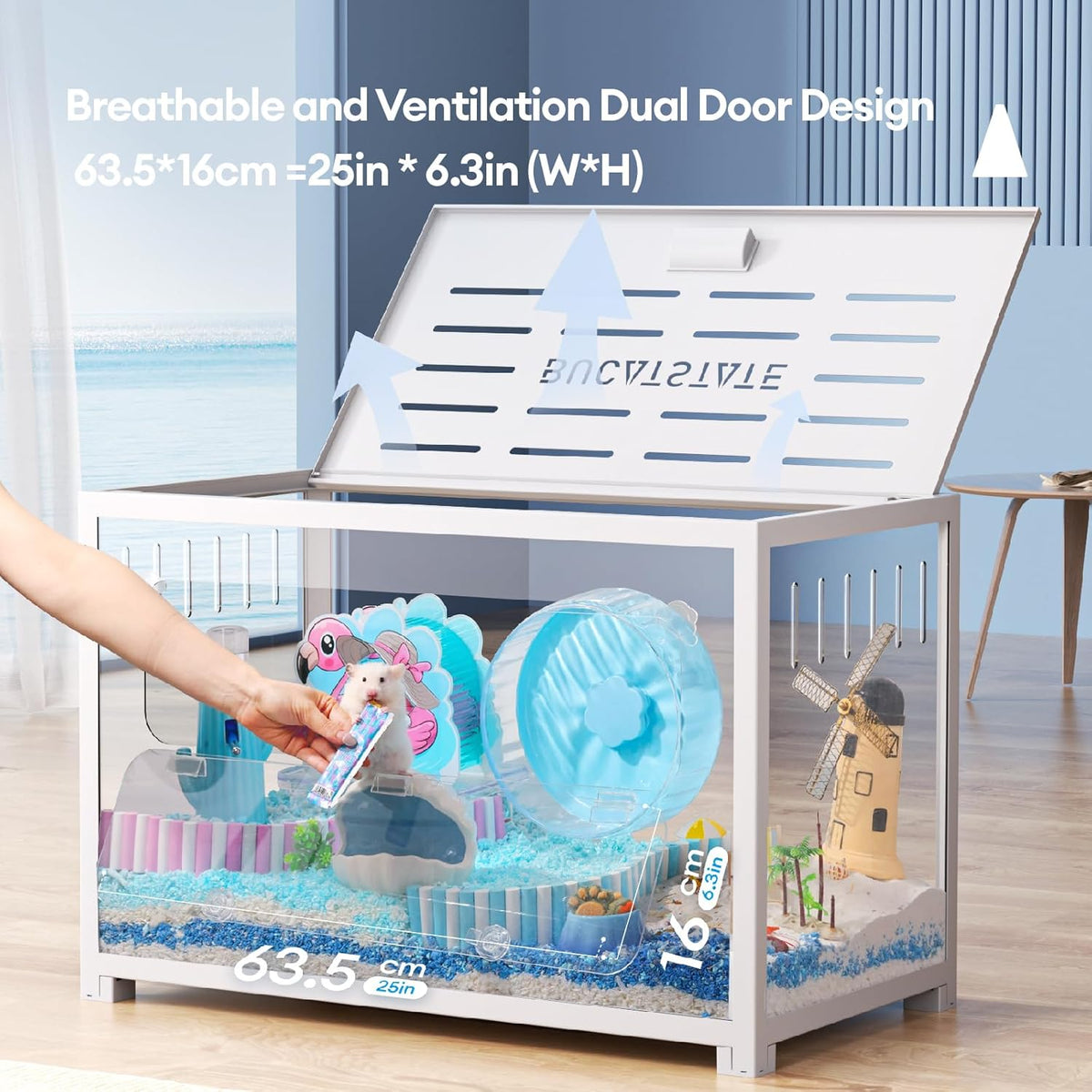 BUCATSTATE Hamsterkooi metaal 2.0 - kleine dierenhabitats groot stapelbaar met diep hol eenvoudig te installeren 80 x 44,7 x 50,6 cm voor dwerg Syrische hamster, cavia, gerbil, reptielen