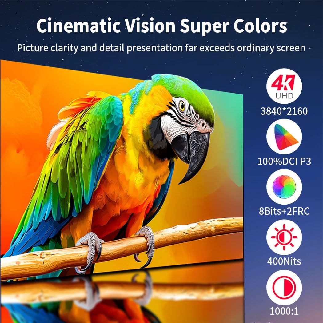17.3 Inch 4K 120Hz Touch Screen Portable Monitor, 100% P3 Mobile Monitor, Glare Eye Care, Game Display, Support MPP Stylus USB C Mini HDMI for Game Console, Laptop, Mac, PC - QUORE