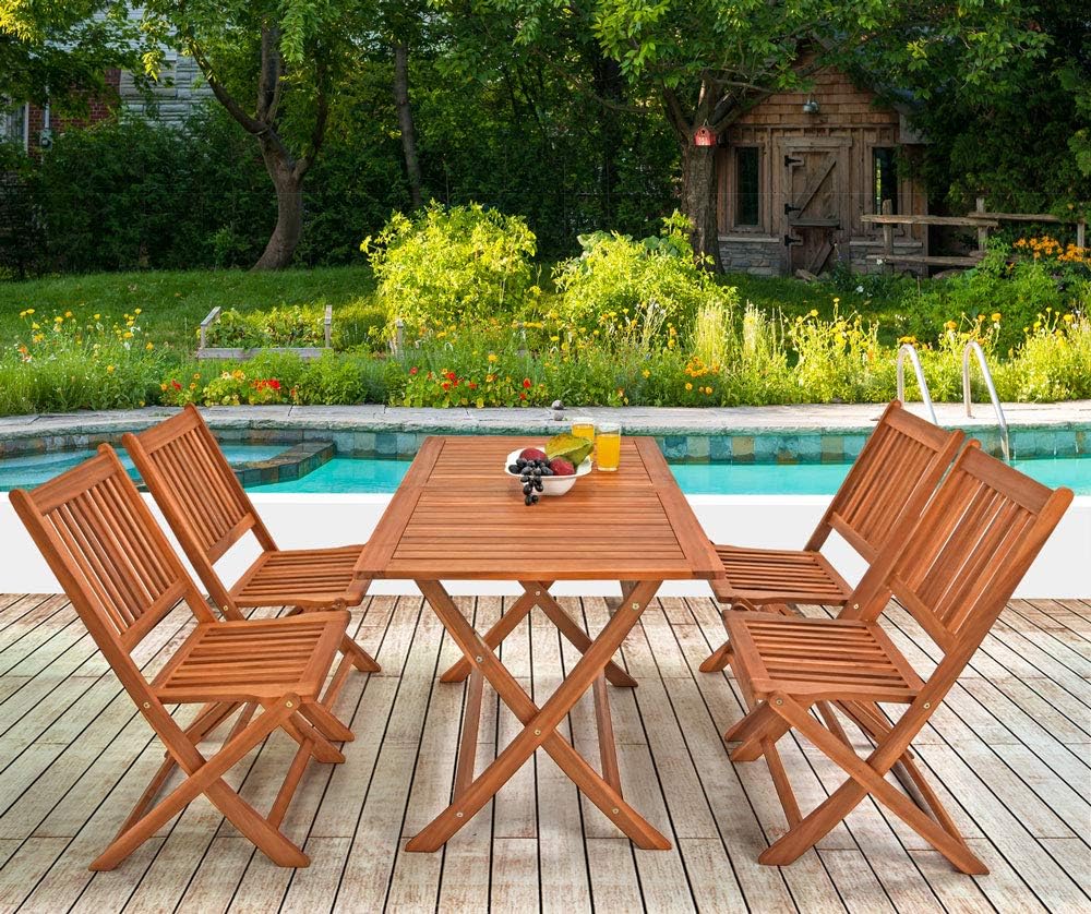 Casaria Seating set Sydney Light FSC-Certified Acacia Wood 5-piece Folding Garden Set Wood Garden Furniture Garden Balcony - QUORE