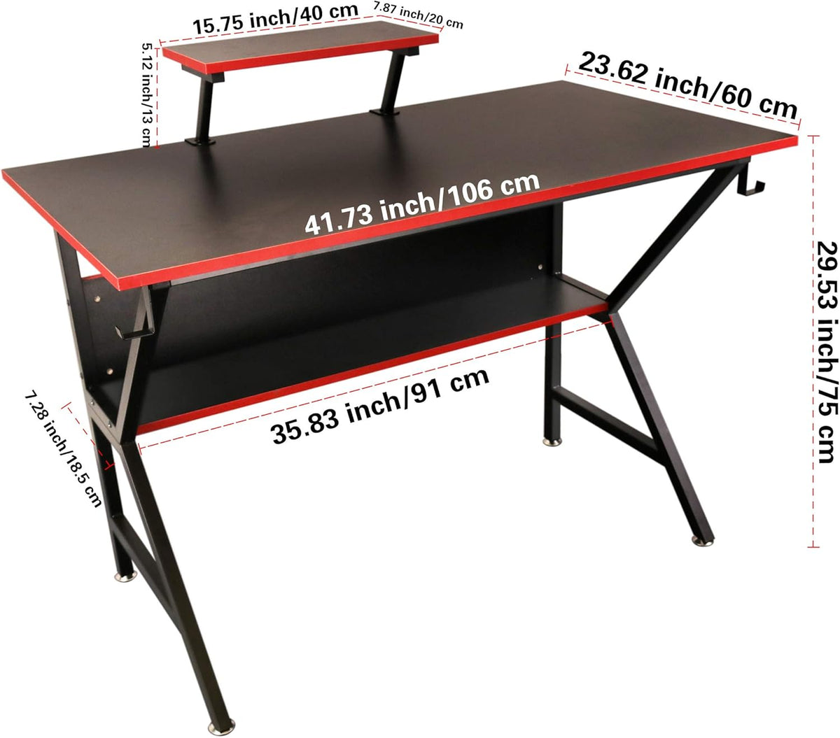 Lavievert Ergonomische Gaming Bureau K Vormige Home Office PC Computer Tafel Gamer Werkstation met Verstelbare Monitor Stand & Opslag Plank