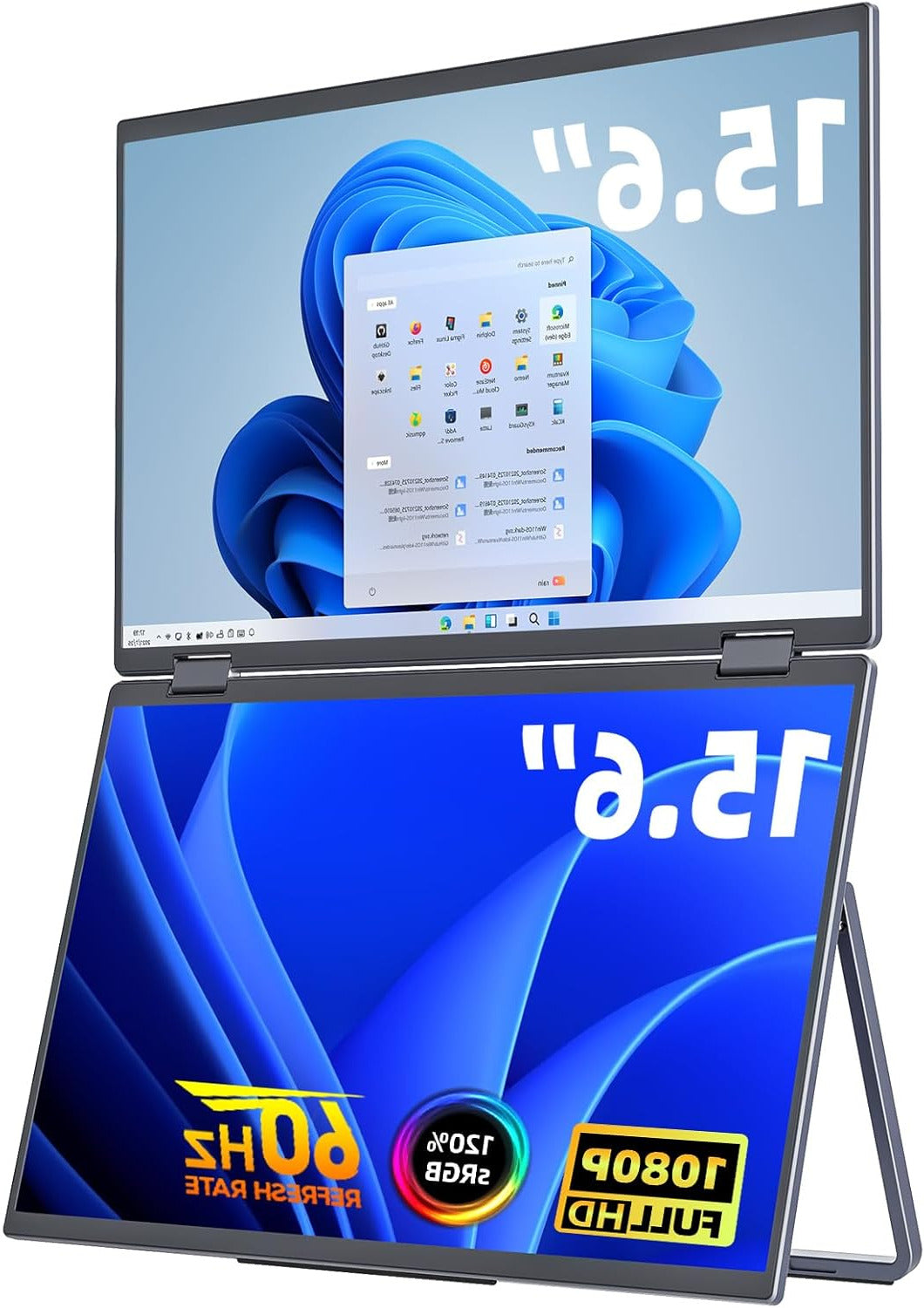 cocopar Laptop Screen Extender - Double 15.6 inch 1080P Dual Screen Monitor with Speaker HDMI USB-C Triple Monitor for Laptop MacBook Surface PC Xbox PS5 with Kickstand, VESA Mountable - QUORE