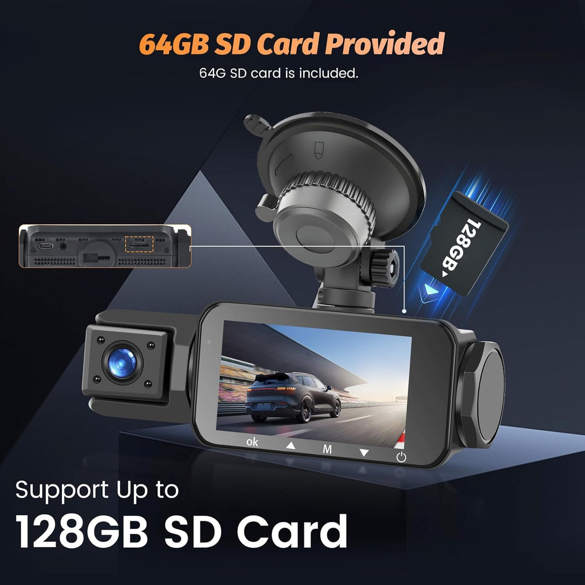 Dashcam Auto Voor Achter – Autocamera – Dashboardcamera – Rijcamera – Car Camera – 4K+1080P Opname – Nachtzicht & Parkeermonitor