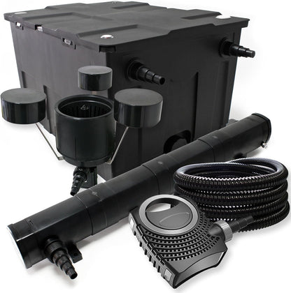 Filterset bio-vijverfilter 60.000l, UVC-zuiveraar 72W, pomp, slang 25m en skimmer