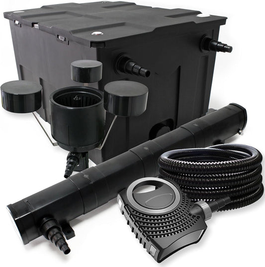 Filterset bio-vijverfilter 60.000l, UVC-zuiveraar 72W, pomp, slang 25m en skimmer