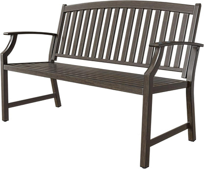 Grand patio Buitenbank, tuinbank met roestwerend aluminium stalen metalen frame, kleur naar keuze, geschikt voor binnen, buiten, terras, park (donkerbruin)