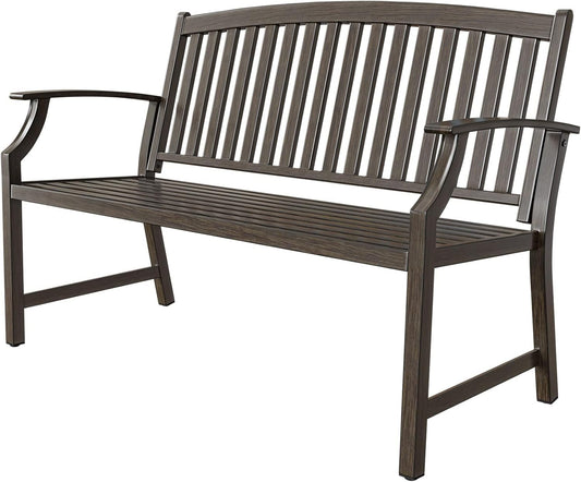 Grand patio Buitenbank, tuinbank met roestwerend aluminium stalen metalen frame, kleur naar keuze, geschikt voor binnen, buiten, terras, park (donkerbruin)
