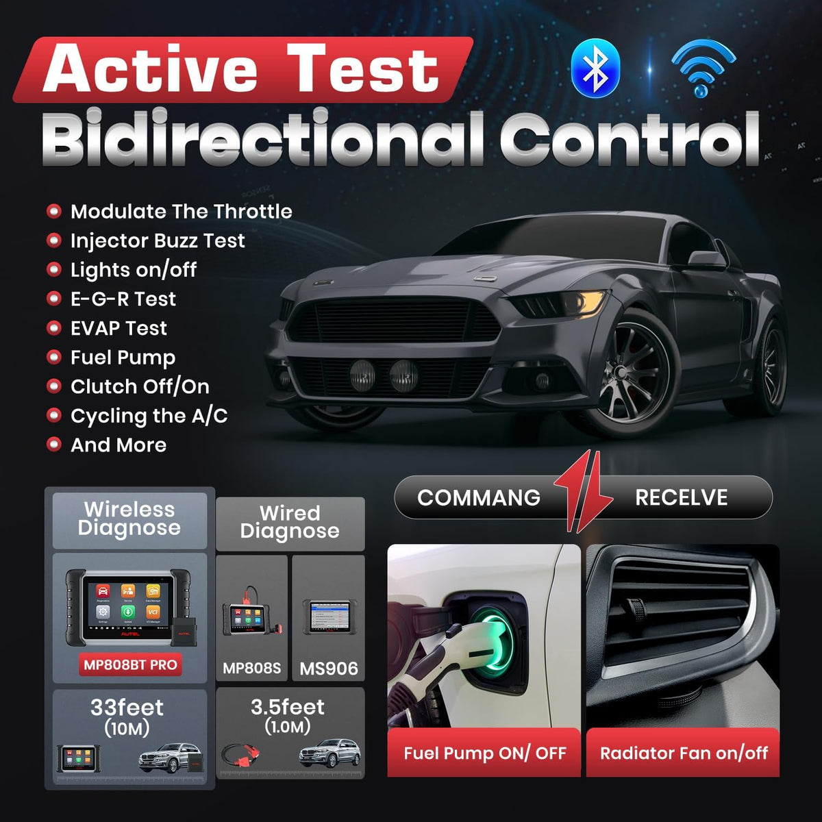Autel MaxiPRO MP808BT PRO, 2 Jaar Gratis Update [twv €650], 2026 Upgrade van MS906BT MP808BT MP808S MP808, ECU-Codering, Bidirectionele Controle, 31+ Dienst, Volledige Diagnose, Android 11.0