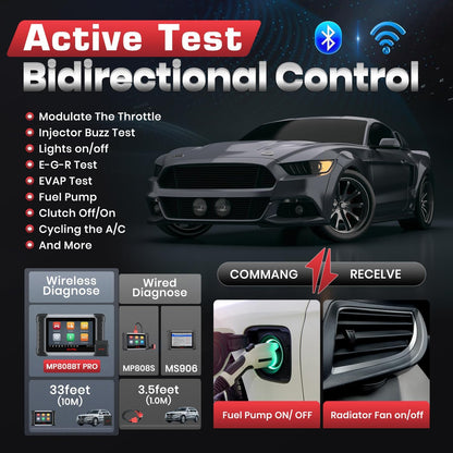 Autel MaxiPRO MP808BT PRO, 2 Jaar Gratis Update [twv €650], 2026 Upgrade van MS906BT MP808BT MP808S MP808, ECU-Codering, Bidirectionele Controle, 31+ Dienst, Volledige Diagnose, Android 11.0