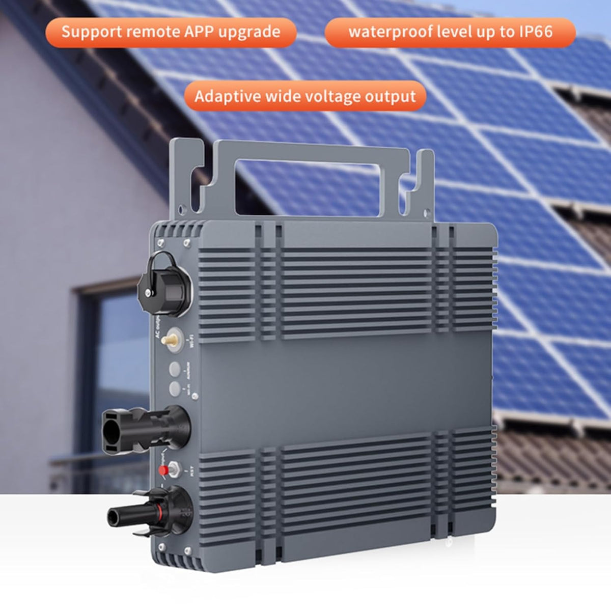 200W MPPT Eenfase Zonne-net Micro-omvormer Hoge Sterkte Aluminiumlegering IP66 Waterbestendig Intelligente Controle met APP voor Omgekeerde Schade Uitstekende Warmtedissipatie