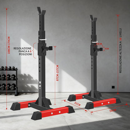 ISE Squat Rack Dumbbell Stand for Home, 6 Height Adjustable Dumbbell Holder, Bench Press Barbell Shelf, Powder Coated Steel Stand, Max. 200 kg Load Capacity, SY-RK1001 - QUORE