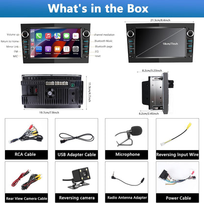 2 DIN autoradio voor Opel Corsa d/Astra h/Zafira b/Meriva/Vivaro Bluetooth Stereo Car met Wireless Carplay Android Auto 7 inch scherm Mirror Link / FM / AHD achteruitrijcamera / WiFi - zwart