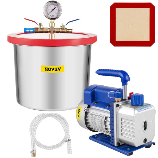 Vacuümpomp – Vacuümmachine – Vacuümgenerator – Vacuüminstallatie – Vacuum Pomp – 7,57L RVS Vacuümkamer – Krachtige 1/3 HP Motor 113,26 L/min