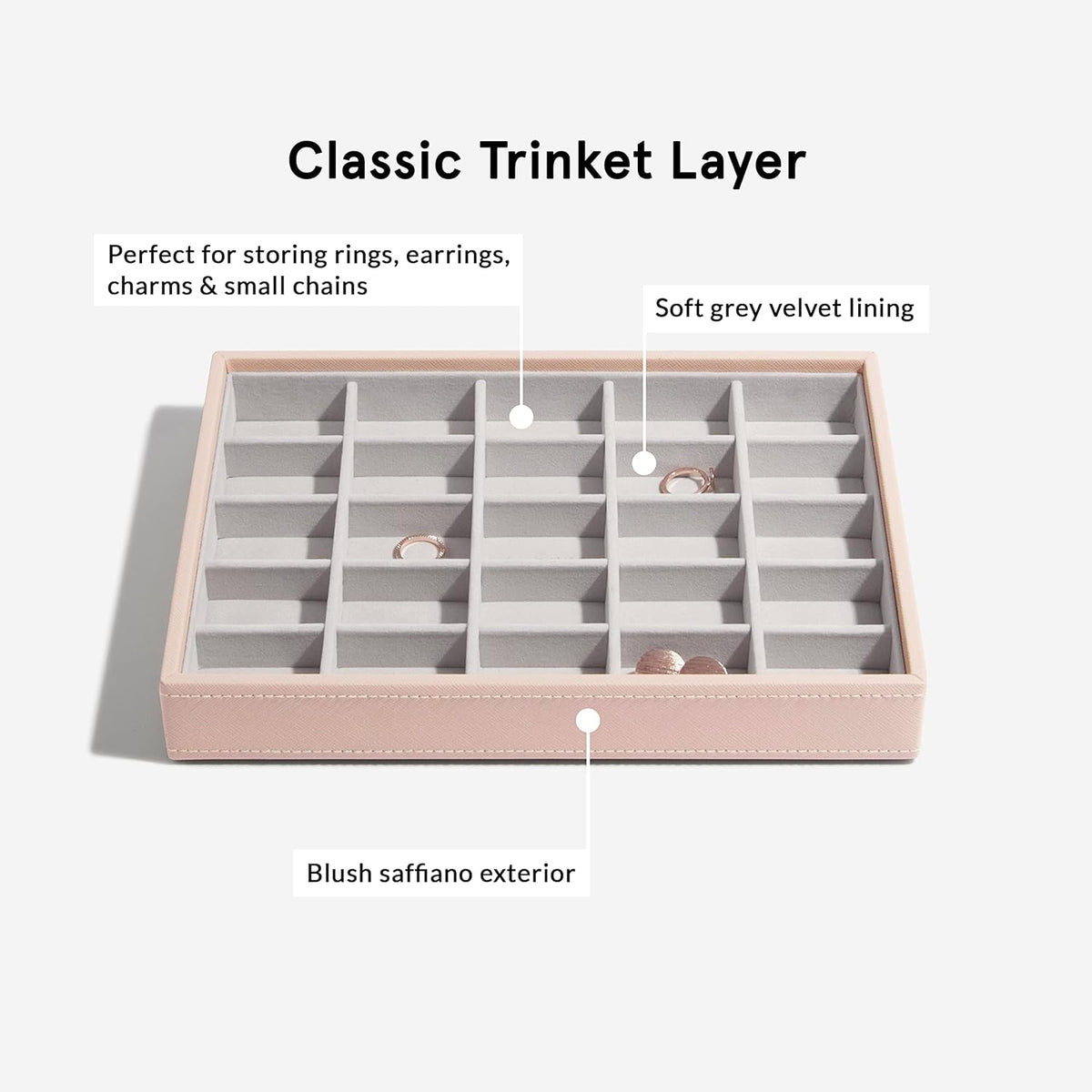 Stackers Blush Pink Classic Medium Jewellery Box, Set of 5