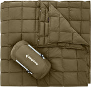 KingCamp Reisdeken, campingdeken, outdoordeken, superlicht, warm, winddicht, waterafstotend, compact, kleine verpakkingsmaat, 213 × 203 cm, olijfgroen