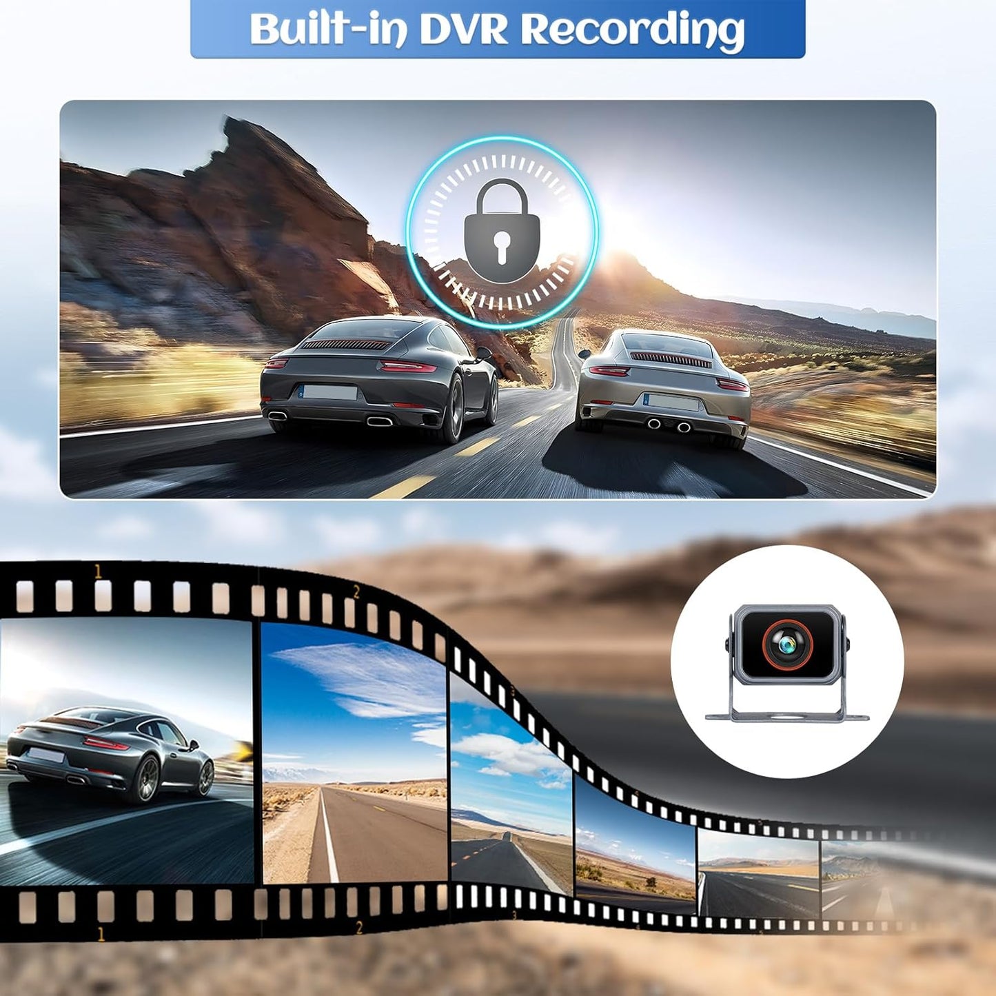 Achteruitrijcamera, set van 5 camera's, 10,1 inch, IPS HD-monitor, IP68 waterdicht, nachtzicht, BSD, loop-video, DVR, USB, full-colour achtercamera voor vrachtwagen, campers, aanhanger, bus