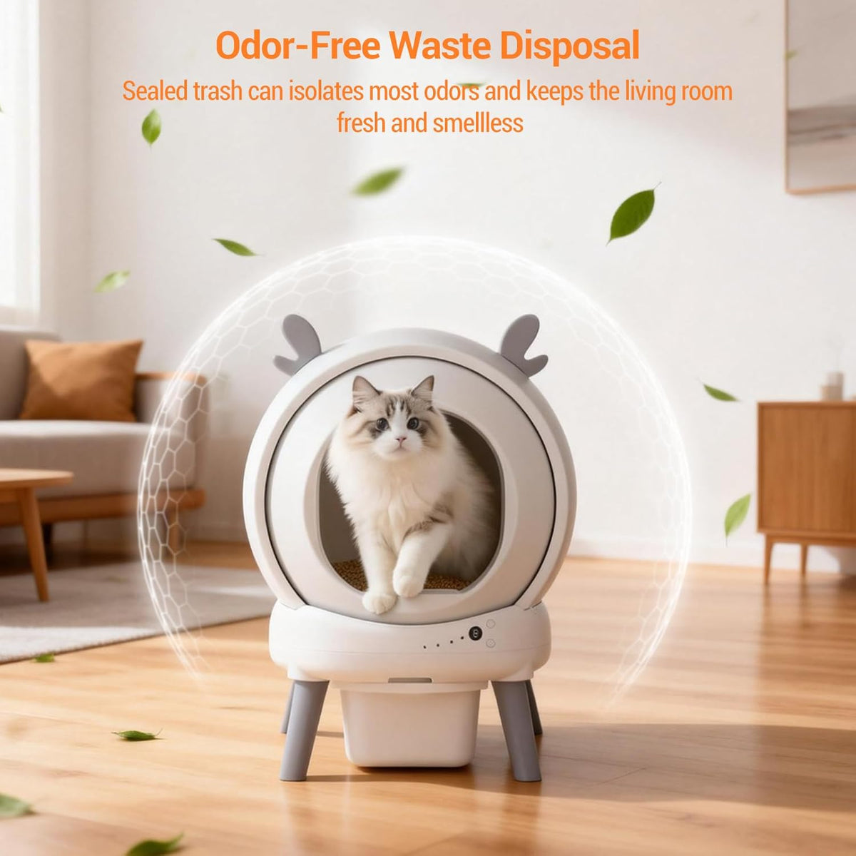 Garvee Zelfreinigende kattenbakvulling, 65 l, met veiligheidssensoren en app-bediening, groot, gesloten, automatische kattenbak, toilet voor meerdere katten, met afvalzakken
