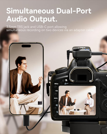 Hollyland Lark M2S Combo (camera RX+ USB-C RX+ Lightning-kabel) draadloze lavalier microfoon voor iPhone/camera/Android/pc, titanium clip, ruisonderdrukking, 30 uur gebruik, voor vloggen, interviews