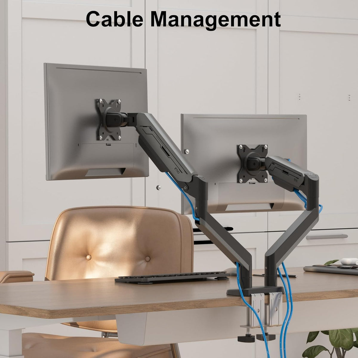 Dubbele monitorarm – Monitorhouder – Monitorbeugel – Monitorstandaard – Monitorsteun – Gasveerverstelling – Voor 17-38 Inch Tot 12 Kg – Donkergrijs