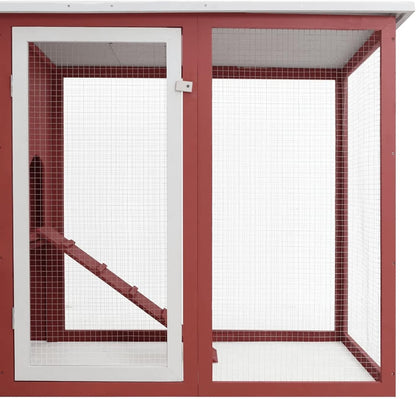 Kippenhok – Kippenren – Pluimveehok – Legnest – Kippenhuis – 202x75x98 cm – Gelakt Vurenhout – Met Antislip Helling