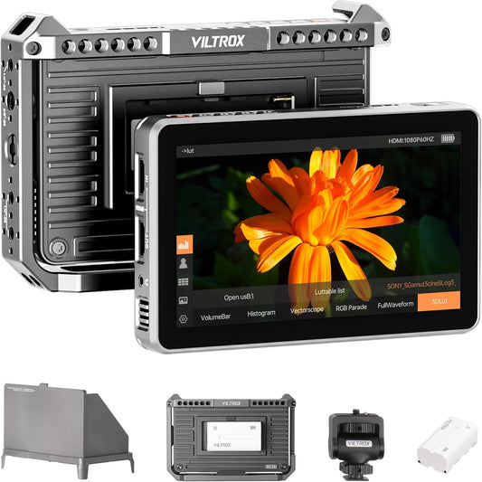 VILTROX DC-X2 SDI 6 Inch 4K Touchscreen Monitor met Konijnenkooi, 1920x1080 Video Monitoring, 3D LUT, RGB Parade, Focus Peaking, met zonnescherm Hood