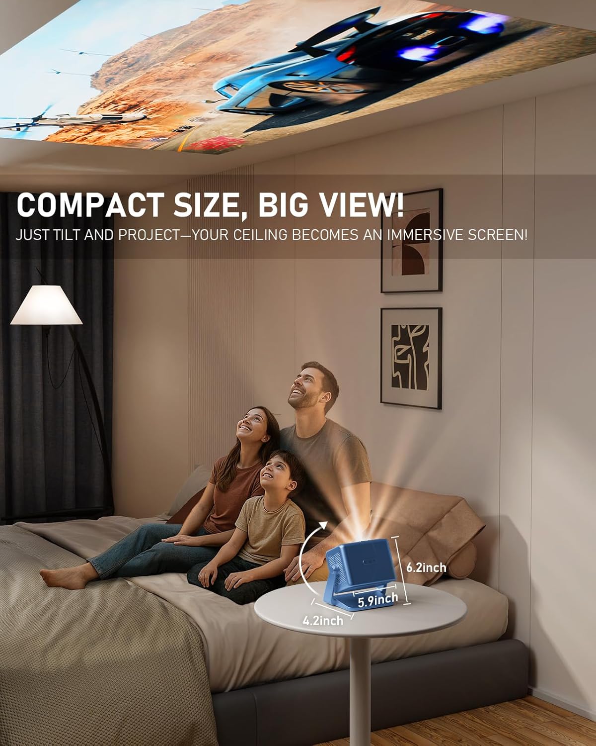 [Elektrische Keystone 6D/4P] Projector 4K, 5G WiFi Bluetooth Projector 18000L, VISSPL Native 1080P Outdoor Projectoren met PPT, Zoom en Statief, Projectoren voor TV Stick/iOS/Android