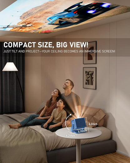 [Elektrische Keystone 6D/4P] Projector 4K, 5G WiFi Bluetooth Projector 18000L, VISSPL Native 1080P Outdoor Projectoren met PPT, Zoom en Statief, Projectoren voor TV Stick/iOS/Android