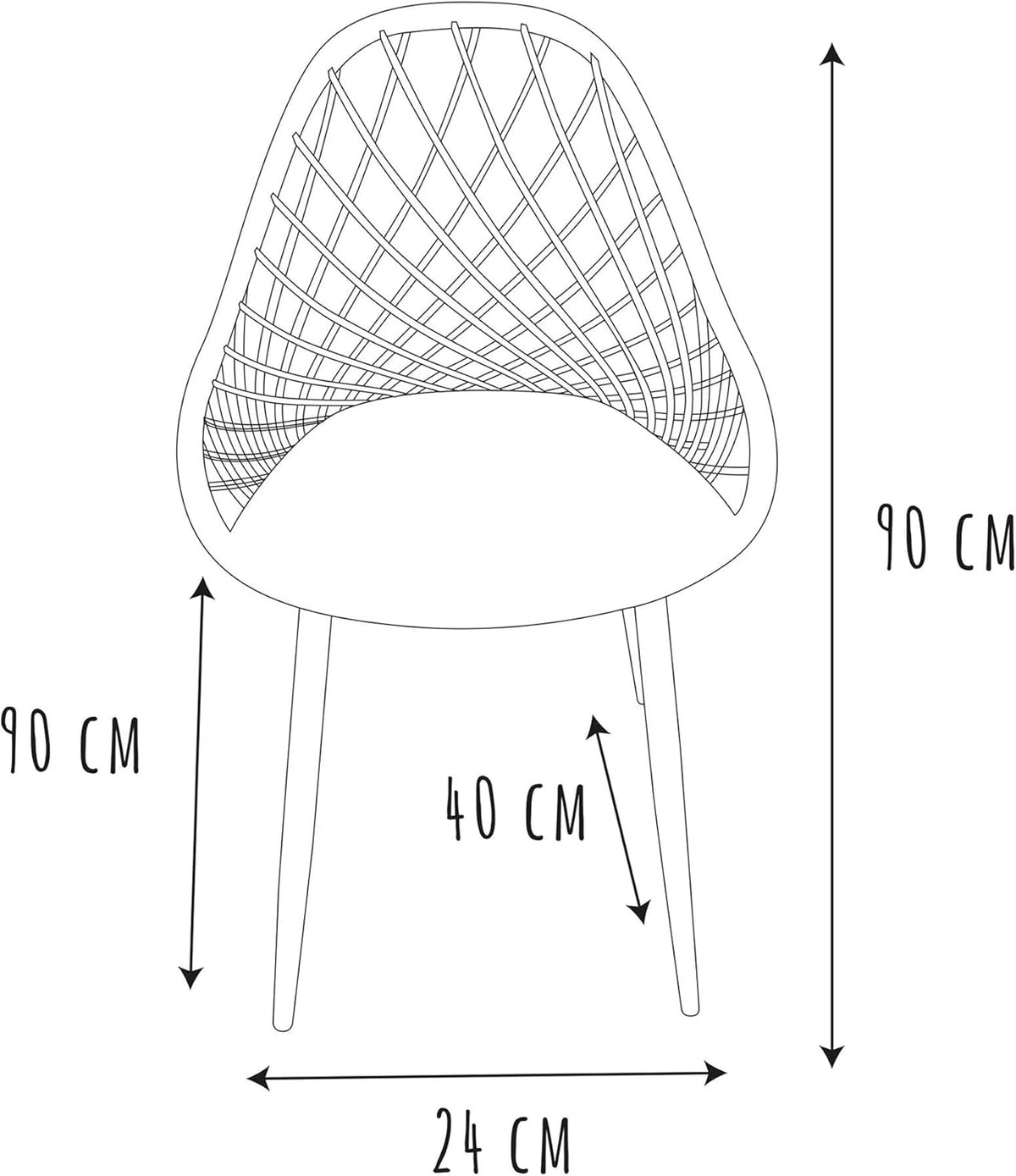 THE HOME DECO FACTORY 4 stuks stoelen voor buiten, Malaga, polypropyleen, taupe, bruin, 58 x 80,2 x 51,2 cm