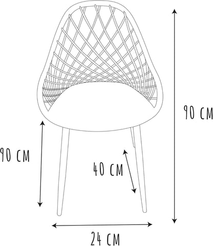 THE HOME DECO FACTORY 4 stuks stoelen voor buiten, Malaga, polypropyleen, taupe, bruin, 58 x 80,2 x 51,2 cm