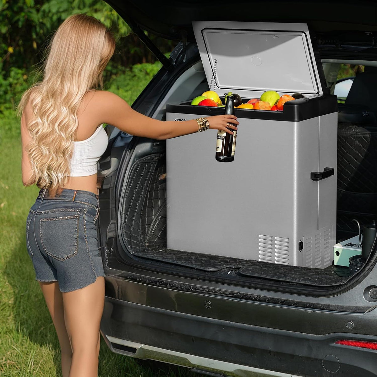 VEVOR C75, 12 Volt Auto Koelkast Koelkast, 70 liter (74qt) Single Zone Draagbare Vriezer, -4 °F -46 °F Verstelbaar bereik, 12/24V DC en 100-240V AC Compressor Koeler voor Buiten, Camping, RV, Zilver