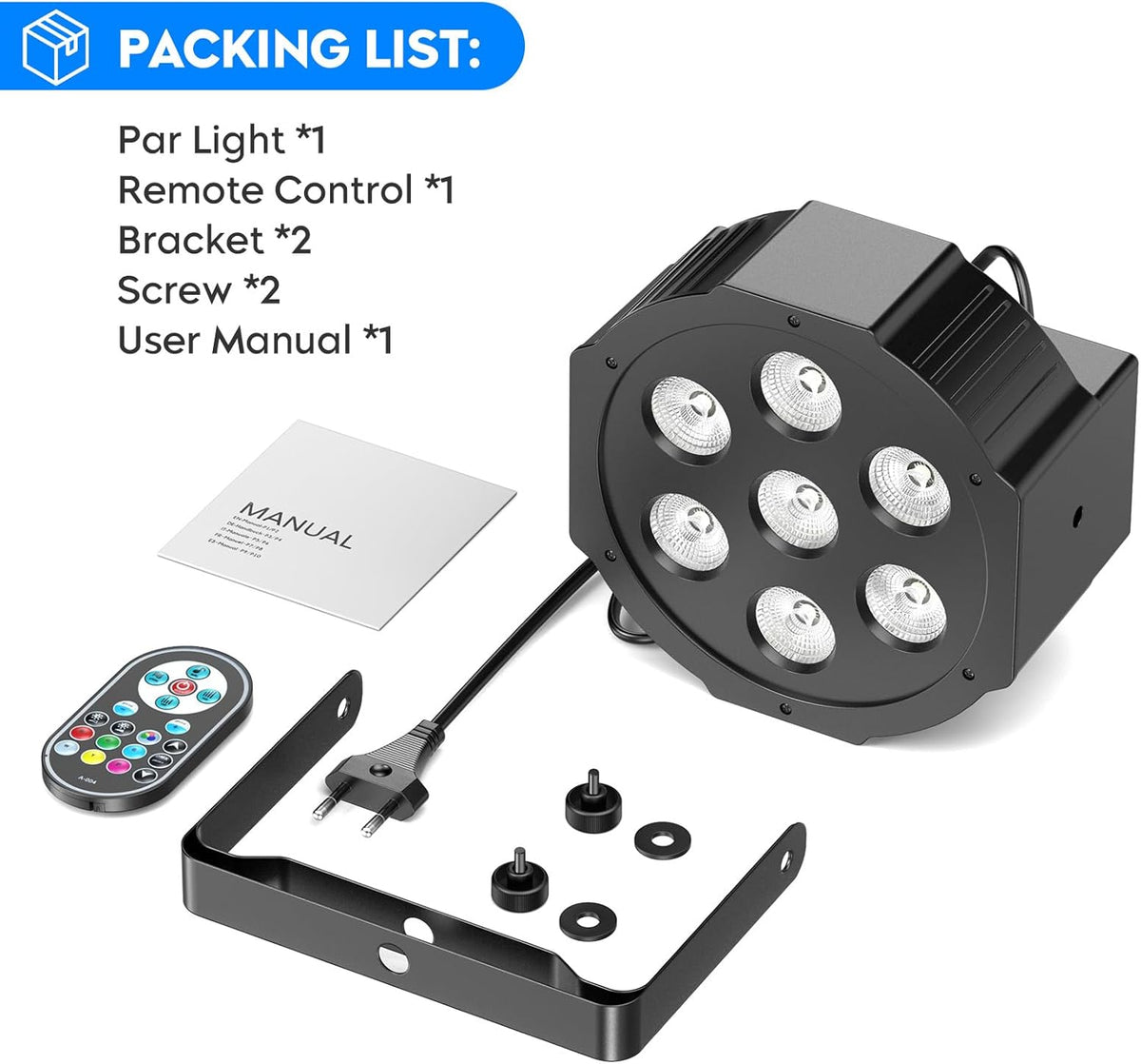 RGBW LED Par, 4PCS 7 LED Spotlight Podiumlicht met afstandsbediening 8 Modi Disco Lichteffecten voor DJ Bar Bruiloft Kerst Haloween Verlichting