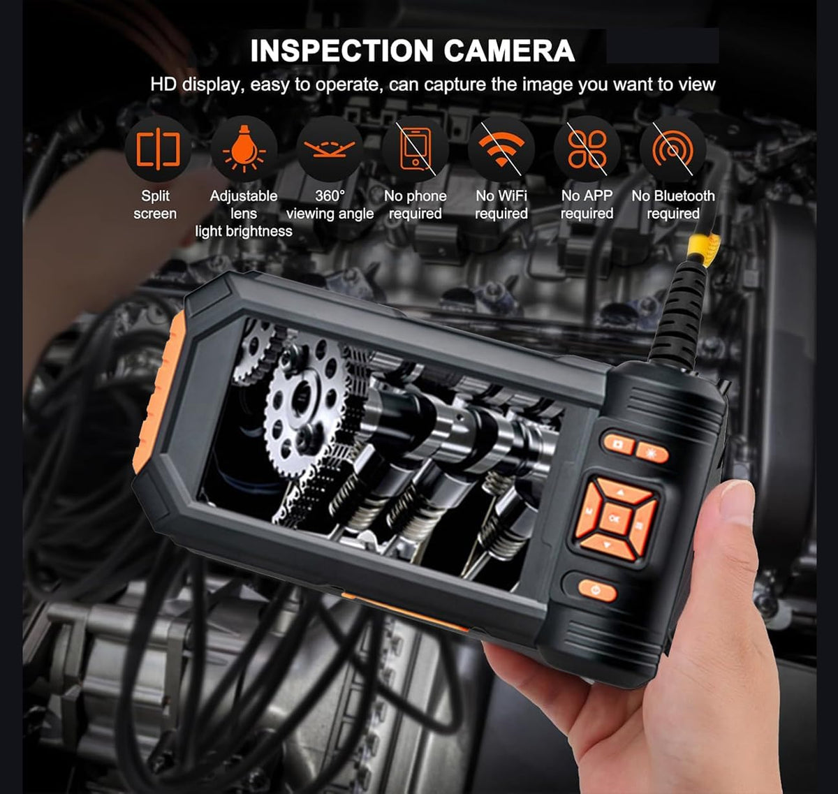 Triple Lens Inspectiecamera 32FT, 5 '' IPS-scherm 1080P HD 8 mm endoscoop inspectiecamera met verlichting, waterdichte drainage Borescope voor rioolbuis Sanitair Snake Semi-rigide kabel