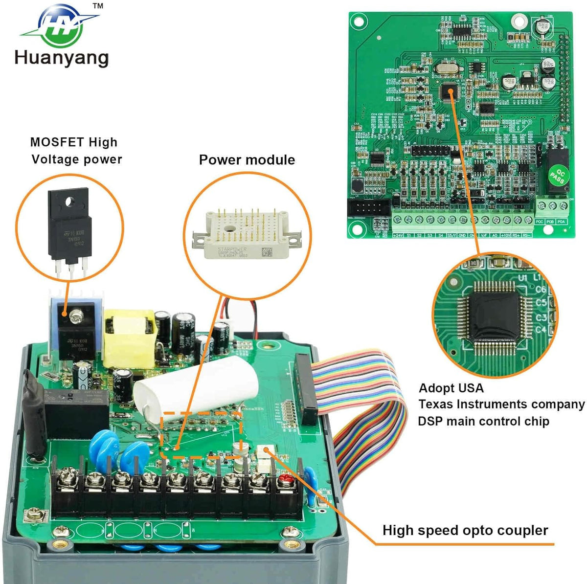 Huanyang VFD 400 V 4,0 KW 5,4 PS frequentieomvormer, gecomputeriseerde numerieke controle, CNC van de motor, inverter-converter voor spindelmotor, controle van de snelheid, FC01-serie