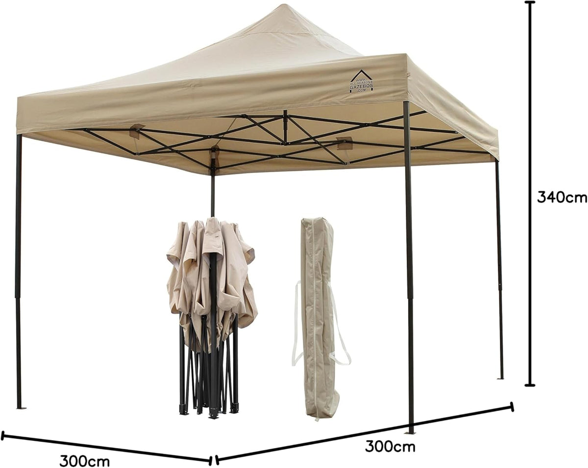 All Seasons Gazebos Duurzaam vouwpaviljoen en voortent, volledig waterdicht, hoogwaardig, voor een snelle opbouw, 3 x 3 m verkrijgbaar (beige)
