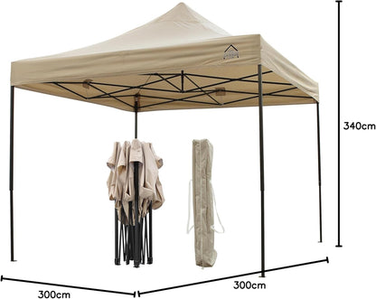 All Seasons Gazebos Duurzaam vouwpaviljoen en voortent, volledig waterdicht, hoogwaardig, voor een snelle opbouw, 3 x 3 m verkrijgbaar (beige)